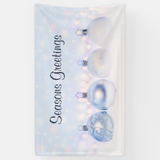 Festive Silver-kerstballen op sneeuw Spandoek (Verticaal)