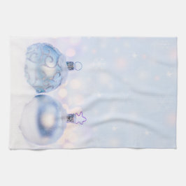 Festive Silver-kerstballen op sneeuw Theedoek