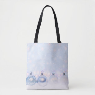 Festive Silver-kerstballen op sneeuw Tote Bag