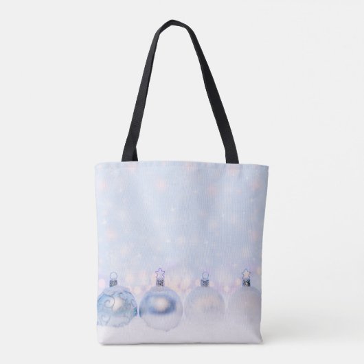 Festive Silver-kerstballen op sneeuw Tote Bag (Achterkant)