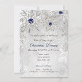 Festive Silver navy Corporate Holiday party Invite Kaart (Voorkant)