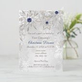 Festive Silver navy Corporate Holiday party Invite Kaart (Staand voorkant)