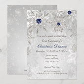 Festive Silver navy Corporate Holiday party Invite Kaart (Voorkant / Achterkant)
