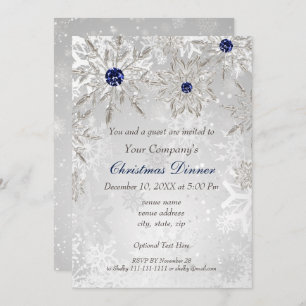 Festive Silver navy Corporate Holiday party Invite Kaart