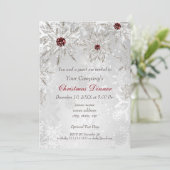 Festive Silver Red Holiday party nodigt uit Kaart (Staand voorkant)