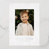 Festive Silver Snowflakes Foto Folie Feestdagenkaart (Voorkant)