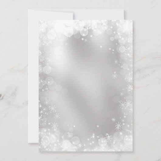 Festive Silver White Sneeuwelegant kerst Kaart (Achterkant)