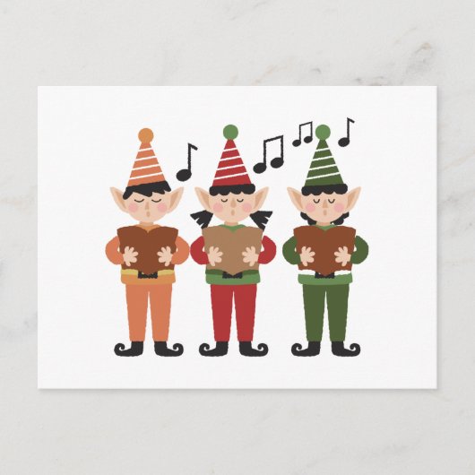 Festive Singing Elfs Kaart (Voorkant)