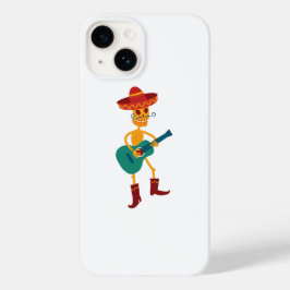 Festive Skeleton Guitar Player Case-Mate iPhone 14 Hoesje
