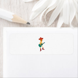 Festive Skeleton Guitar Player Etiket