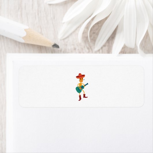 Festive Skeleton Guitar Player Etiket (Insitu)