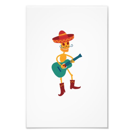 Festive Skeleton Guitar Player Foto Afdruk (Voorkant)