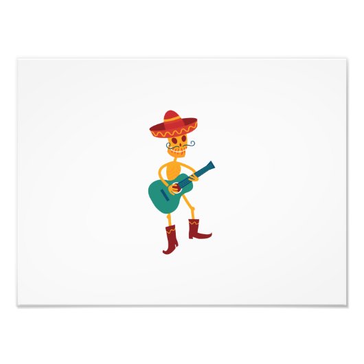 Festive Skeleton Guitar Player Foto Afdruk (Voorkant)