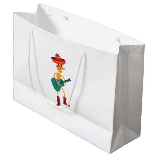 Festive Skeleton Guitar Player Groot Cadeauzakje (Voorkant Gekanteld)