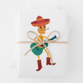 Festive Skeleton Guitar Player Inpakpapier Vel (In situ)