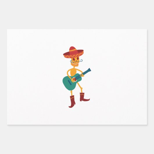 Festive Skeleton Guitar Player Inpakpapier Vel (Voorkant)