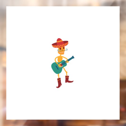 Festive Skeleton Guitar Player Raamsticker (Vel 2)