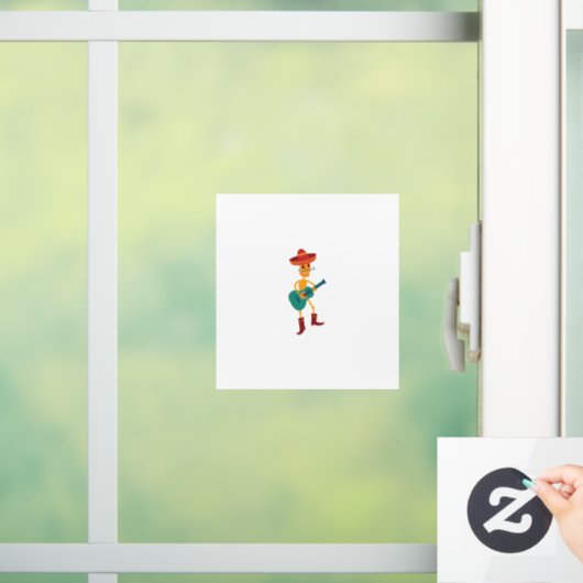 Festive Skeleton Guitar Player Raamsticker (Huis)