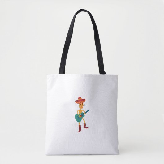 Festive Skeleton Guitar Player Tote Bag (Voorkant)