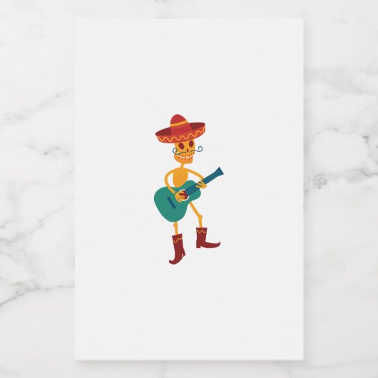 Festive Skeleton Guitar Player Voedselcontainer Etiket (Enkel label)