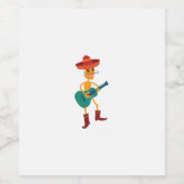 Festive Skeleton Guitar Player Wijn Etiket (Enkel label)