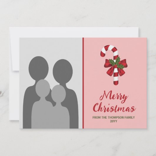Festive snoepje op roze met aangepaste foto feestdagenkaart (Voorkant)