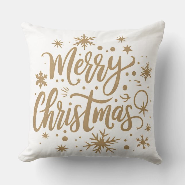 Festive Snowflake Merry Christmas Throw Pillow Kussen (Voorkant)