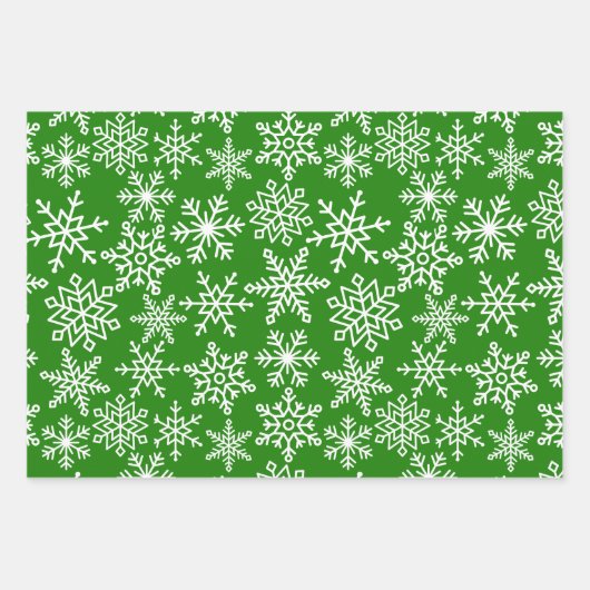Festive Snowflake Red Green kerst Inpakpapier Vel (Voorkant 3)
