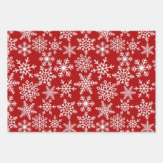 Festive Snowflake Red Green kerst Inpakpapier Vel (Voorkant)
