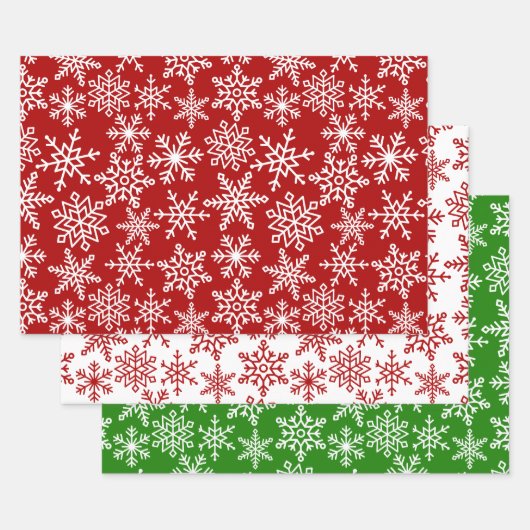 Festive Snowflake Red Green kerst Inpakpapier Vel (Set)