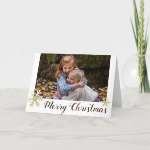 Festive Snowflakes Merry Kerstfeestdag Foto Feestdagen Kaart