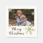 Festive Snowflakes Merry Kerstfeestdag Foto Servet (Voorkant)