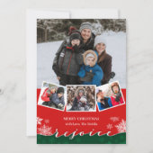 Festive Snowflakes Moderne Script REJOICE Kerstmis Feestdagenkaart (Voorkant)