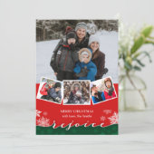 Festive Snowflakes Moderne Script REJOICE Kerstmis Feestdagenkaart (Staand voorkant)