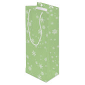 Festive Snowflakes on Green Kerstvakanay Wijn Cadeautas (Achterkant Gekanteld)