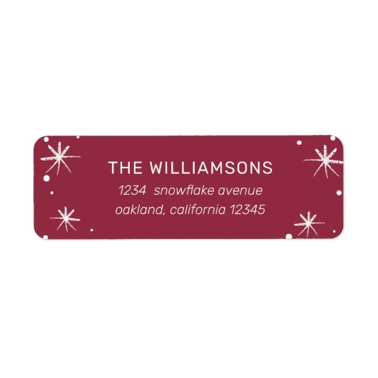 Festive Snowflakes Red- en White-retouradres Etiket (Voorkant)