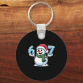 Festive Snowman Christmas Winter Cheer 67 Number Sleutelhanger (Voorkant)