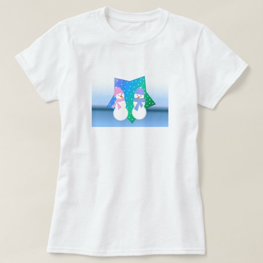 Festive Snowman Couple T-shirt (Design voorkant)