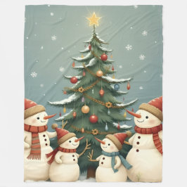 Festive Snowman Family Christmas Collection Fleece Deken