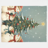 Festive Snowman Family Christmas Collection Fleece Deken (Voorkant (Horizontaal))