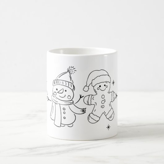 Festive Snowman & Gingerbread Mug Art Koffiemok (Center)
