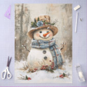 Festive Snowman in Forest Decoupage Tissuepapier (Craft)