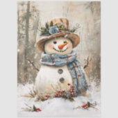 Festive Snowman in Forest Decoupage Tissuepapier (Voorkant)