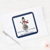 Festive Snowman Photo Lijst Sjabloon Vierkante Sticker (Envelop)