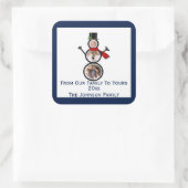 Festive Snowman Photo Lijst Sjabloon Vierkante Sticker (Tas)