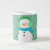 Festive Snowman Snowflake Kerstmis op persoonlijke Grote Koffiekop (Voorkant)