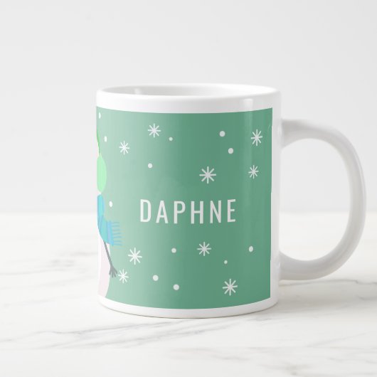 Festive Snowman Snowflake Kerstmis op persoonlijke Grote Koffiekop (Rechts)