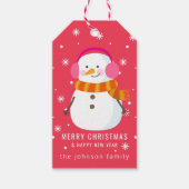 Festive Snowman Snowflakes Personeel Cadeaulabel (Voorkant)