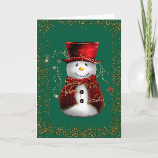 Festive Snowman Sparkle Christmas Kaart (Voorkant)