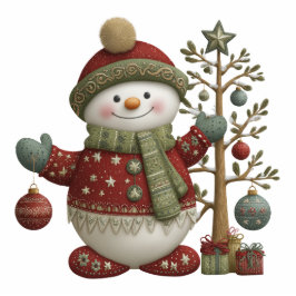Festive Snowman with Gifts and Cheer Staand Fotobeeldje